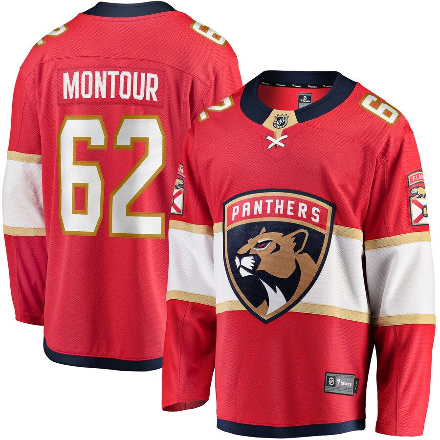 Men's Florida Panthers Brandon Montour #62 Red Home Breakaway Jersey